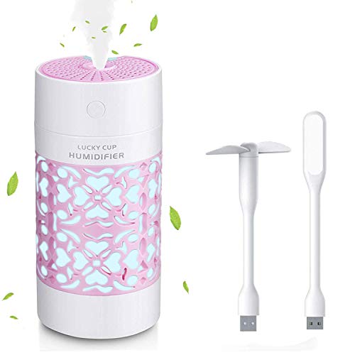 Gamtec Spray Idratante Mini Size LED Light USB Umidificatore Camera da letto Home Office Car 250ml. (Rosa)