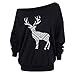 Produktbild Sannysis Damen Anker Weg von der Schulter Sweatshirt Pullover Tops Blusen Weihnachtspulli Sweater Pullover Merry Christmas Rentier Weihnachten Pulli