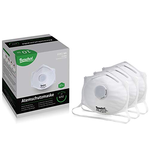 Preisvergleich Produktbild Benehal® 10x Atemschutzmaske FFP2 - Hochwertige Staubmaske - Atemmaske für exzellenten Schutz - Geprüfte Mundschutz Maske - Fest sitzend - Komfortabel und Anpassbar