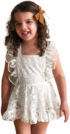 Baby Girl Jumpsuit,Dorame Newborn Infant Baby Girl Romper Sleeveless Lace Ruffle Jumpsuit Sunsuit Clothes (12-18 months, White)