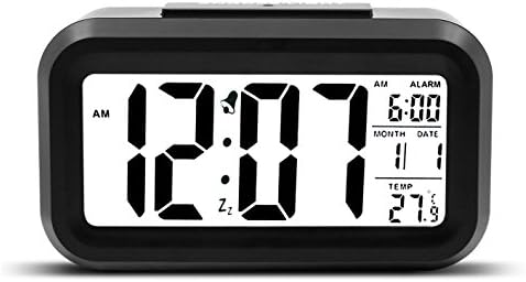 [Snooze Alarm Clock] GroGoo Battery Operated Digital Alarm Clock Extra Large LCD Display Date and Temperature Display with Smart Light