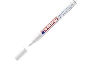 edding 780 marcador de tinta opaca brillante - blanco - 1 rotulador - punta extrafina 0,8 mm - rotulador brillante efecto lacado para vidrio, piedras, madera, plástico, papel - color permanente