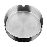 haodou Cendrier rond Forme Cendrier Cendrier en acier inoxydable facile à laver Argent 8 * 8 * 3.2 cm