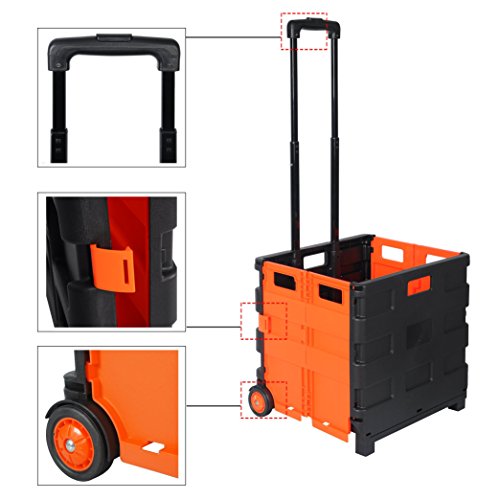 WOLTU EW4801or Einkaufswagen klappbar Einkaufstrolley Shopping Trolley Faltbox Transportwagen Klappbox bis 35kg Schwarz-Orange - 7
