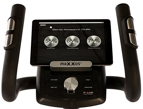 MAXXUS® CROSSTRAINER CX 4.3f, klappbar, mit elliptischem Bewegungsablauf (Ellipsentrainer), 26kg Schwungmasse, 51cm Schrittlänge. Platzsparend und stabil. Ideal für die Wohnung und kleine Trainingsräume. Transportrollen, Trainingsprogramme, HRC-Programme, Userprogramm, elektr. gesteuertes Magnetbremssystem, flache, elliptische Laufbewegung, robuster Stahlrahmen - 4