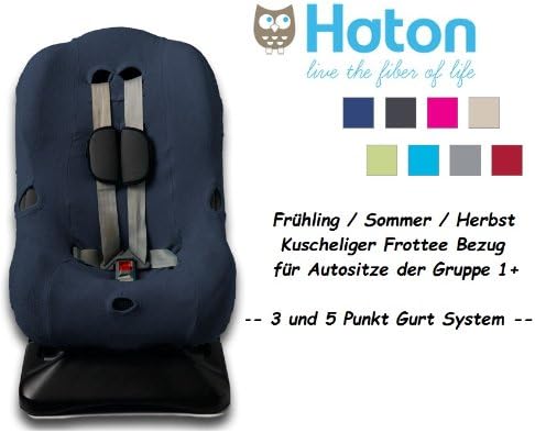 HATON ** Soft and Cosy Cover ** Spring / Summer / Autumn -- 3 AND 5 point harness system - Universal Replacement Cover for car seat size 1 like Maxi-Cosi Priori / SPS / XP, Römer King Plus / TS / Duo etc. ** NAVY BLUE **