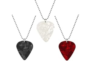CAASFOOY 3 Stück Halskette mit Gitarrenplektren, Plektren für Gitarre/Bass, Halskette, Gitarrenplektren, Halskette mit Plektrum-Anhänger, Halskette mit Anhänger in Form eines Geschenks