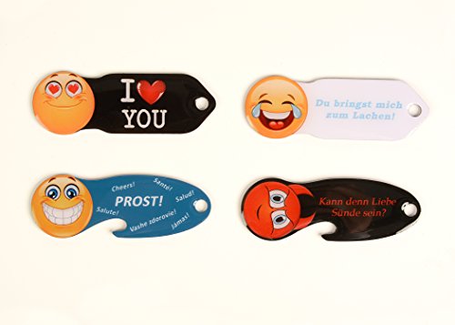Smiley Einkaufswagenlöser 4er Pack(ILY, Happy,Sünde, Prost)