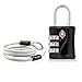 Produktbild AspenSport TSA Schloss 1er Set Reiseschloss Kofferschloss Gepäckschloss Kabelschloss Vorhängeschloss Zahlenschloss mit Stahlseil(Schwarz)