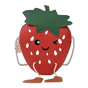 AUGEN Sling Bag Suitable for Baby Girls & Kids (Strawberry Red, 18cm)