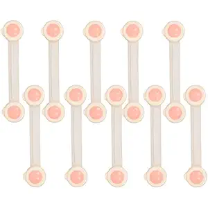 LADWA 10 Pieces Child Safety Strip Locks Baby Locks for Cabinets and Drawers (Pink, Pack of 10), Toilet, Fridge & More. Easy Installation, No Drilling Required