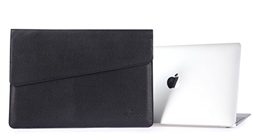 SunSmart Einfache Umschlagart 13.3-Zoll-Laptop-Leder Schutzhülle Tasche mit Magnetverschluss für MacBook Air 13.3“(schwarz) - 9