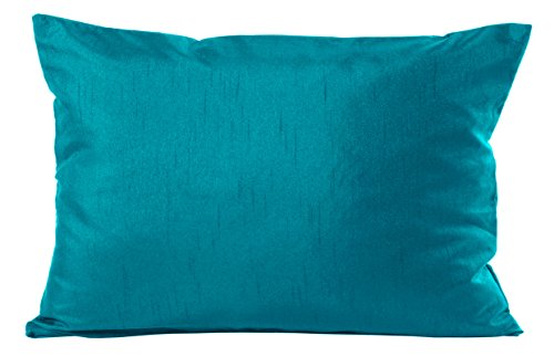 Kissenhülle Wildseide Optik uni Kissenbezug Zierkissen Deko Kissen #1134 (türkis dunkel, 40x80)