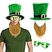 Produktbild Howard St. Patrick's Day Kostüm Zubehör Set, st. Patrick's Day Hut mit angenähtem Bart, Brille für st. Patrick's Day deko