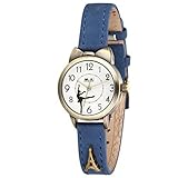 DREAMING Q&P Damen Analog Quarz Uhr mit Blau Echtleder Armband Balletttänzer Design MW234U