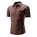 Produktbild Sommer Casual Crew Neck Basic Einfarbige Brusttasche Kurzarm Baumwollmischung T-Shirt mit Kragen Größen m-XXL (L, Kaffee)