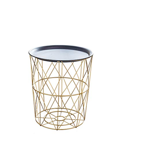 Cestas de almacenamiento de alambre, cesta de almacenamiento nórdico de hierro forjado, mesa de centro de almacenamiento de oro con tapa de plástico, caja de almacenamiento de juguetes para niños, con