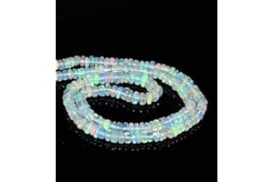 GENERIC Kashish Gems & Jewels Natürliche äthiopische Welo-Feueropal-Rondelle-Perlen, 3–4 mm, 25,4 cm, 1 Strang Opal