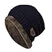 Produktbild Gaddrt Winter Hat Mode Fleece Kontrast Farben gestrickte warme Winter hüte für Frauen männer hat 27 x 48 cm (Dunkelblau)