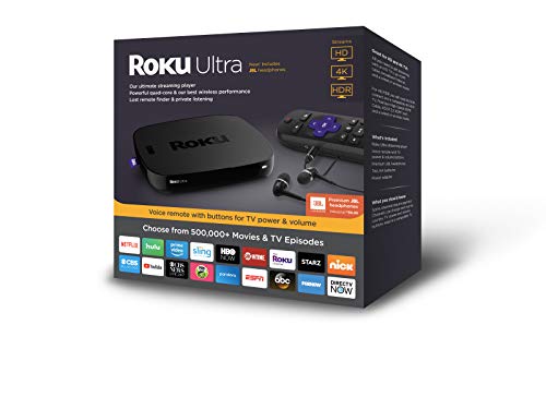 Roku Ultra | (2018) 4K/HDR/HD Streaming Player with Premium JBL Headphones, Voice Remote, Remote Finder, Ethernet and USB