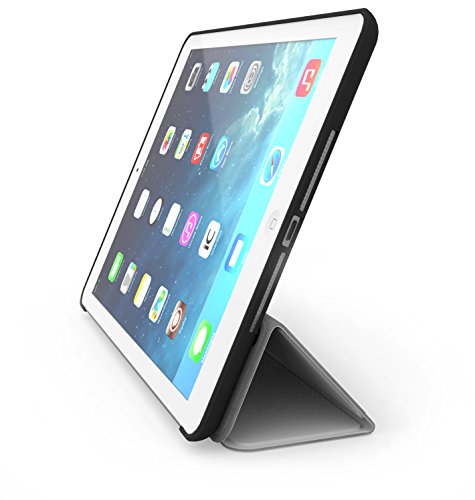 Khomo iPad Air 1 Hülle Case Graues und Schwarzes Gehäuse mit doppelten Schutz ultra dünn und leicht, Smart Cover – Grey and Black - 3