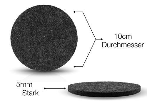 HEYNNA Glasuntersetzer Set Filz / 8 runde Untersetzer mit praktischer Halterung – Premium Tischuntersetzer für Tassen, Gläser und Flaschen / Farbe dunkelgrau - 2