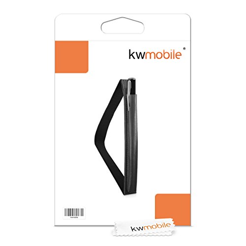 kwmobile Pencil Halterung für 9-10″ Tablets in Schwarz – Kunstleder Stift Halter mit Gummiband - 5