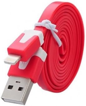 HIGH QUALITY FLAT Strong 8 pin lightning Color USB Data Cables Lead Sync FOR Apple iPhone 6 6Plus 6S 6S Plus 5 5S 5G 5C iPad Air / iPod Touch 5th Generation / iPad 4 4th Gen By Quality Product. (2M, RED)