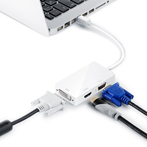 CSL – 3in1 Mini Displayport 1.2 zu HDMI + VGA + DVI Adapter | HDMI Auflösung: 3840×2160 UHD / 2160p 4k | PC + MAC kompatibel | weiß - 3