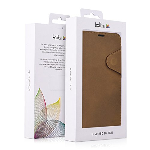 kalibri Funda para Samsung Galaxy S8 Plus - Carcasa con  Tapa magn  tica  de  Cuero  - Case de Piel Real en  marr  n 