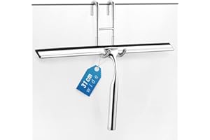 ecooe Tergicristallo per doccia in acciaio inossidabile con tergivetro da 31 cm Tergivetro per doccia in acciaio inossidabile senza finestra di perforazione con gancio per parete