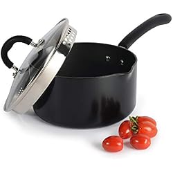 ProCook Gourmet Non-Stick - Grande Casserole Compatible Induction 20cm - Revêtement Antiadhésif - Becs Verseurs - Couvercle Passoire Verre Trempé - Poignée Silicone Isolant - 20 cm / 3,1 l