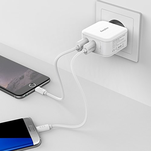 [Smart Charge&Kompaktesten]EasyAcc 24W USB Ladegerät 4.8A 2-Port Portable Adapter für iPhone SE, 6s, 6 Plus, iPad Pro / Air / Mini, Galaxy S7, S6 Edge, S6 Plus und viele mehr, Weiß - 7
