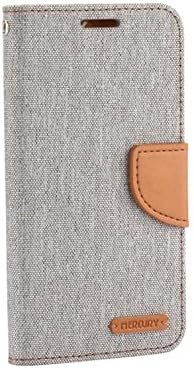 RA Cases Xiaomi Redmi Note 4 Leather &amp; Denim Canvas Grey Protective Case | Shock Absorbent &amp; Scratch Proof Mobile Phone Wallet For Credit Cards &amp; Money | Cute Cover With Flip &amp; Stand Function &amp; Magnetic Clasp