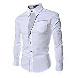 Honghu Slim Fit Básica de Manga Larga Cuello Clásico de la Camisa Formal...