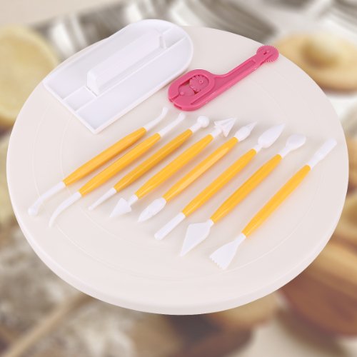 11PCS in 4, Zuckerguss und Zuckerkunst Dekorieren Drehbare Tortenplatte zum Verzieren von Torten glatter Schneiden &Cutter Tool Kit - 3