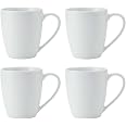 Set 4 Tazze Da Caffè In Porcellana Fine Bianca 453ml (16oz) - Adatte A Microonde E Lavastoviglie, Manico Grande