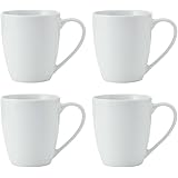 Mikasa Chalk Tazze di porcellana, Set di 4 tazze bianche per tè e caffè, 380 ml, sicure per lavastoviglie e microonde