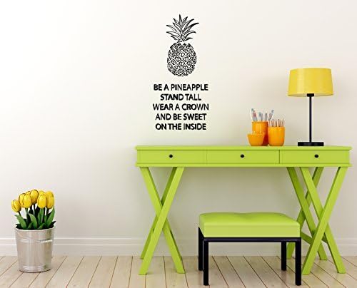 GDirect Kitchen Living Room Bedroom Decor Artworkbe a Pinapple Wall Sticker Kitchen Bedroom Living Room Art Vinyl Decal 100x60cms (black)