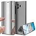 Produktbild Jinghuash Hülle Kompatibel mit Huawei Mate 9 Spiegel Handyhülle PU Leder Hülle Flip Case Transparent Clear View PC Bumper Standfunktion und Magnetverschluß Lederhülle Schutzhülle,Silber