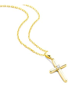 Orovi Damen Diamant Halskette GelbGold 9 Karat (375) Kreuz Anhänger Goldkettet Brillanten 0.03crt
