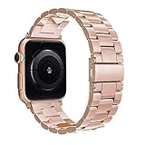 Simpeak Ersatz für Apple Watch Armband 40mm 38mm Gold, Uhrenarmband Edelstahl Ersatz delstahl Schlaufe Armbänder mit Metallschließe für Apple Watch Series 4/3 / 2/1, Sandrosa