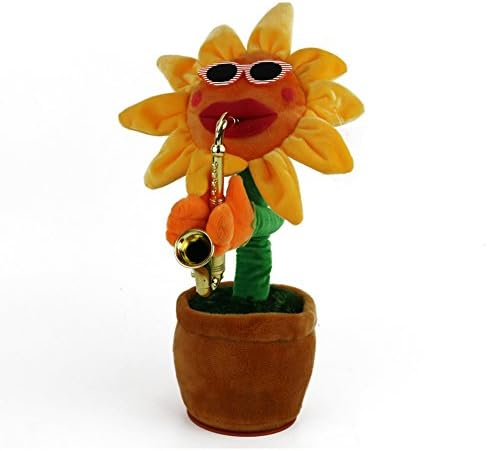 Agywell Singing and Dancing Sunflower with Sax Soft Plush Funny Creative Electric Toy (SIZE 1)