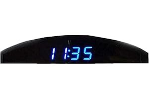 Feegow Digital Car Clock 12V LED Alarm Auto Electronic Car Dashboard Clock 3 In 1 Voltmeter Thermometer Clock