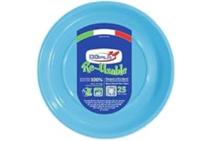 TEKHOME Piatti Plastica fondi,25/50/75/100/125/150 Pezzi piatti plastica colorati lavabili e riutilizzabili Rotondi per Compleanno,Festa, Matrimonio,Fai da Te Fatti a Mano (75, CELESTE)