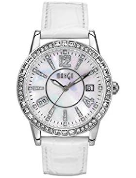 Mango Time Damen-Armbanduhr Analog Quarz Leder Weiss A76177S11I