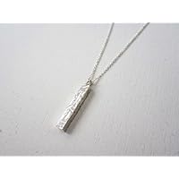 PONDUS handgefertigte Halskette - Silber vertikale Bar Halskette - Sterling Silber 3D Bar Anhänger - Silber geometrische lange Halskette - Layer Halskette - Minimal -