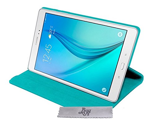 Drehbare Luxus Hülle türkis mit Schlaf/Wach Funktion Samsung Galaxy Tab E 9.6 T560 + EINGABESTIFT und FOLIE GESCHENKT DAZU !! - 2