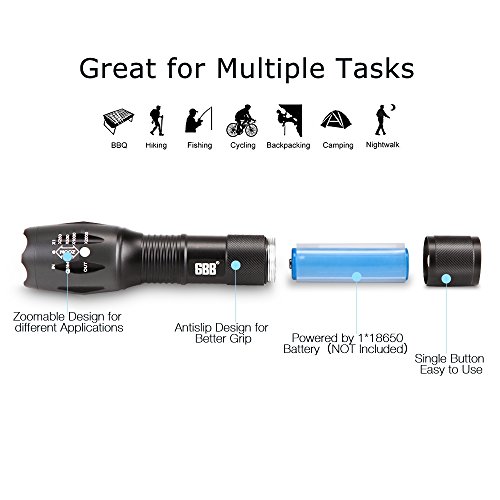 GBB Taschenlampe LED 1000 Lumen Cree LED Superhelle Power Lampe, schwarz - 4