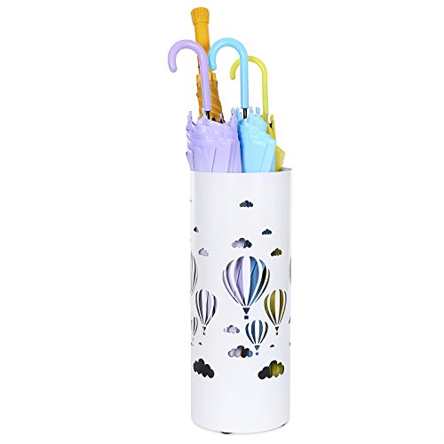 Songmics metall Schirmständer Wasserauffangschale und Haken werden verschenkt rund Ø19,5 x 49 cm weiß Regenschirmständer Regenschirm LUC02W - 9